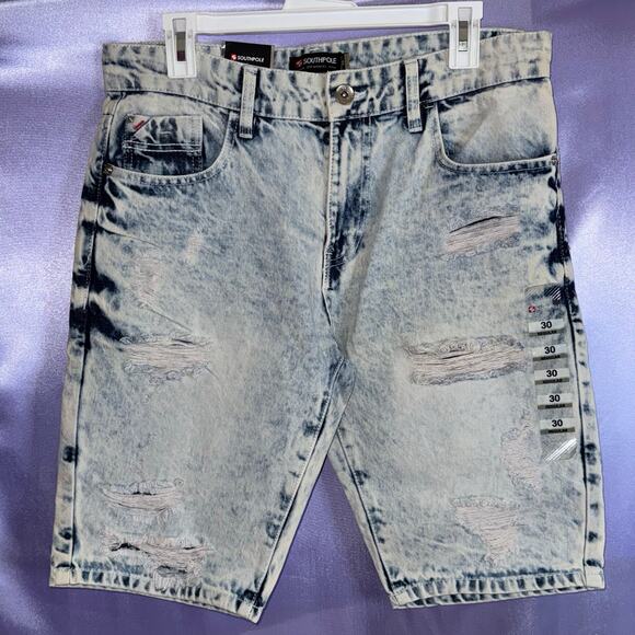 NWT Southpole Acid Wash Distressed Jeans Shorts Men’s Sz 30 - Picture 1 of 8